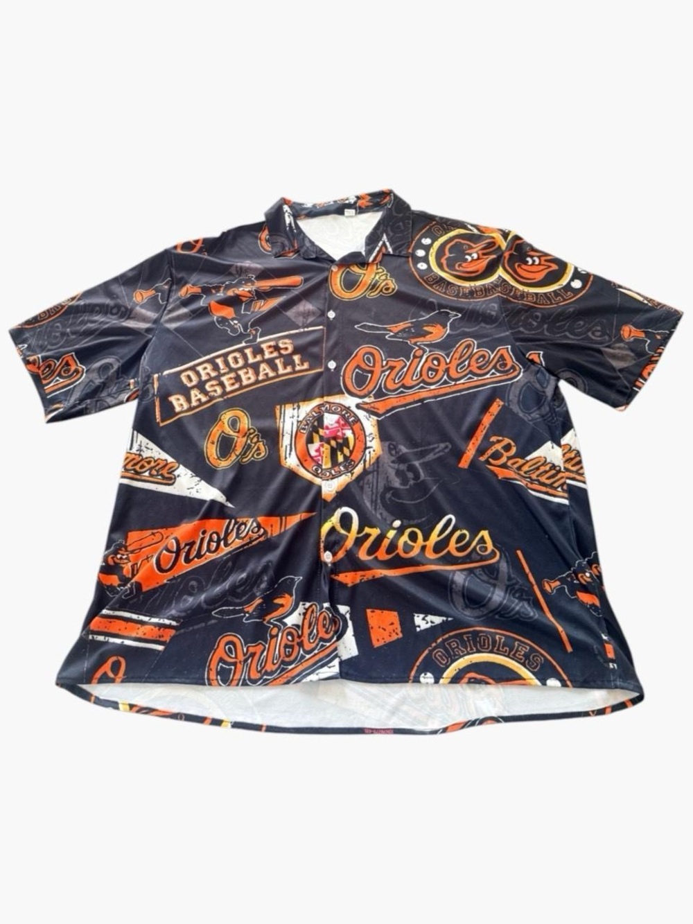 Baltimore Orioles Hawaiian All Over Print Camp Button Up Shirt